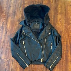 Vegan Leather Jacket with detachable hoodie